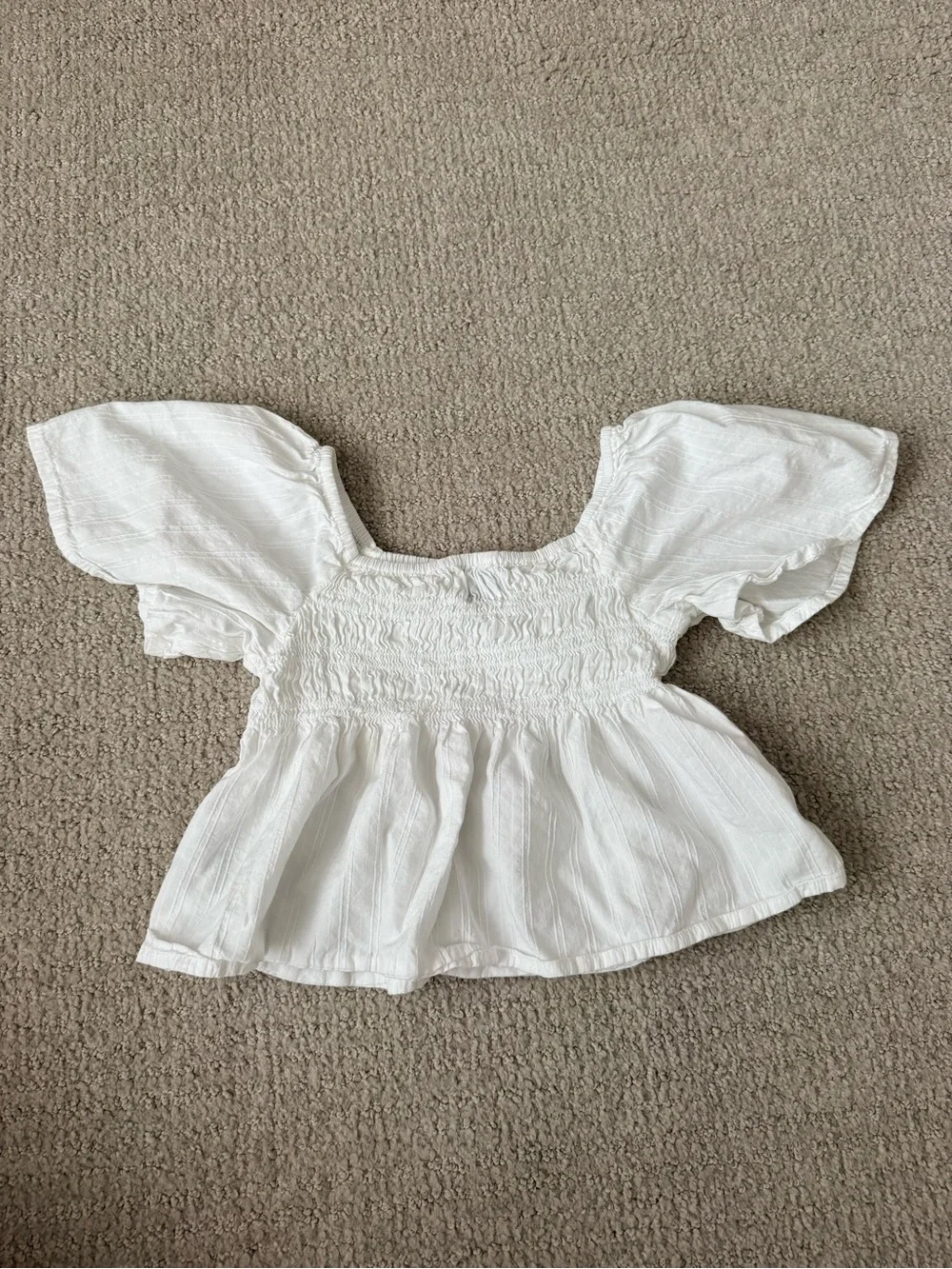 Old Navy White Smocked Peplum Top for Kids